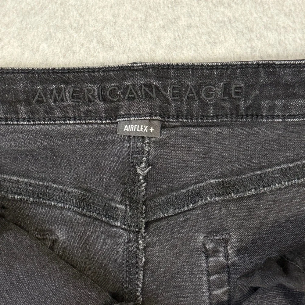 American Eagle Airflex+ Skinny Distressed Black Jeans 34x32 Ripped Denim